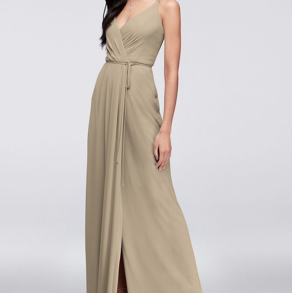 David's Bridal Double-Strap Georgette Bridesmaid
